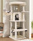 Globlazer Arbre a Chat Beige avec Grandes Plateforme en éventail Niches Doux Hamac Panier, Arbres à Chat Hauteur 130 cm Solide 90° Serré Coin pour 3-4 Gros Chats Repos Jeu (C51, Beige)