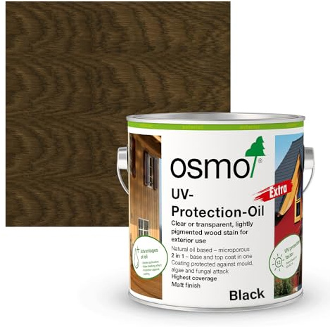 Osmo UV Protection Oil Extra, Exterior Tints Wood Finish (Black 3075, Matt, 2.5l)