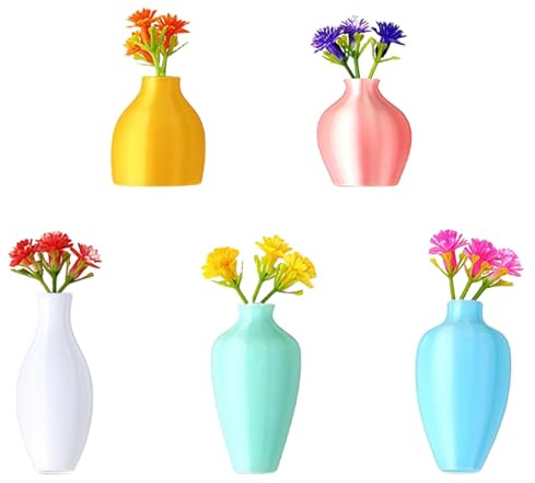 AstraGlam Cute Mini Vase Fridge Magnets – 5 Pcs Mini Magnets Bud Vases for Women – Flower Pots for Refrigerator Decor Kitchen Home – Thoughtful for Plant Lovers (Pastel)