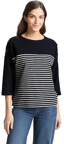 TOM TAILOR Damen T-Shirt mit Streifenmuster