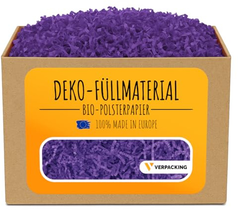 verpacking Geschenkfüllmaterial Lila [Farbe und Menge wählbar] Füllmaterial für Geschenkboxen Körbe und Tüten 100% Recycling Papier Polstermaterial 50 g