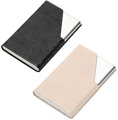 2Pcs Porte Carte de Visite, Etui Carte de Visite Acier Inoxydable,Porte-cartes de Visite en Aluminium, Porte-Cartes en métal, Porte-Carte Fin, pour Carte d'identité,Carte de Crédit (Noir, Gold)