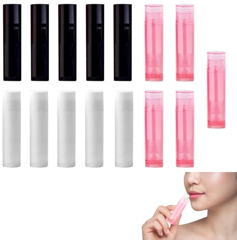 15Stück Lippenstift Hülsen Leer,Lippenstifthülsen Leer,Lippenbalsam Behälter,Lippenpflegestift Selber Machen,Wiederverwendbar Befüllen Tubes,Nachfüllbar mit Kappe für Diy Hausgemachte Lippenbalsams