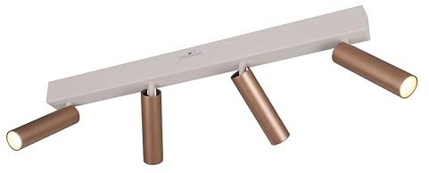 Trio Leuchten LED Strahler Ambala 849210465, Metall Warm Grey/Coffee, 4x 5.5 Watt LED, Lichtfarbe einstellbar, Switch Dimmer