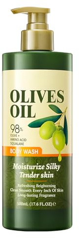 Gel de Baño Suave y Nutritivo de Aceite de Oliva 500ml, Limpieza Delicada que Elimina el Sebo y la Suciedad, Hidrata y Calma la Piel para Conservar su Equilibrio Hídrico Natural