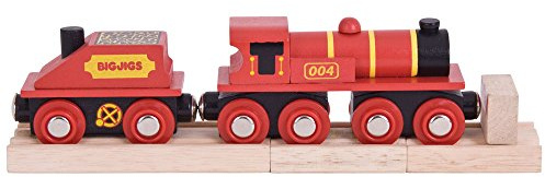 Bigjigs Rail Big Red Engine - Other Major Wooden Rail Brands Are Compatible