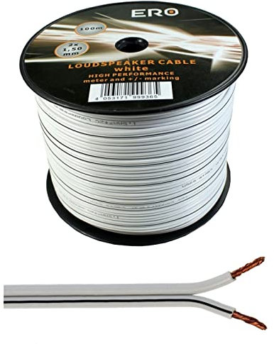 Cavi diffusori 100m - 2x1,5mm² - 100% CCA Rame ; Cavo audio - bianco