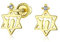 Winzige Petite Judaic Jewelry Cz Accent Real 14K Gelbgold Hebrew Chai Life Star Of David Jüdischen Judaic Ohrstecker Für Frauen Teen For Bat Mitzvah Secure Screw Back
