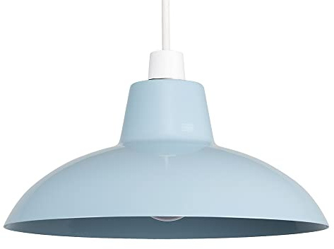 MiniSun | Retro Style Gloss Blue Metal Ceiling Light Shade | Pendant Lights, Home Décor & Improvement Essential | 28.8cm Shade Width