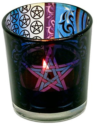 Raum der Stille Votiv- und Teelichtglas 6x5cm Verschiedene Varianten (Pentagramm)