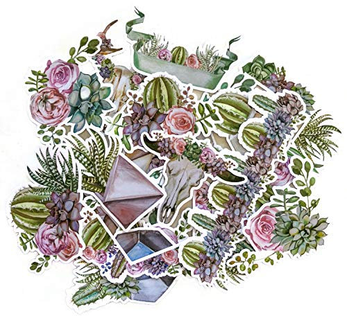 Navy Peony Geometrische Terrarium- & Kaktus-Sticker-Set (15 Stück) | Süße Wasserdichte Sticker für Laptops, Skateboards & Handys | Coole Aufkleber für Scrapbooks, Planer & Journals