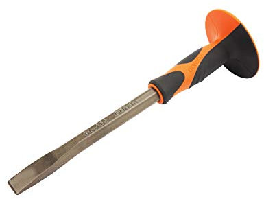 KENDO Meisel Hand - Flachmeissel - Schaftbreite 16 mm - Gesamtlänge 300 mm - Meißel Handschutz mit ergonomischem Soft Touch 2-Komponentengriff