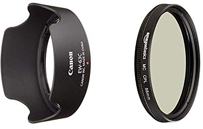 Canon EW-63C Streulichtblende (EF-S 18-55mm f/3.5-5.6 is STM Objektiv) schwarz & Amazon Basics Zirkularer Polarisationsfilter - 58mm