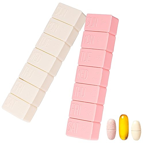 sanderala 2 Stück wöchentlicher Pillen-Organizer, extra große 7 Tage Pillendosen, Reise-Tablettenbox für Fischöl, Calcium-Tabletten, Nahrungsergänzungsmittel und andere Vitamin-Pillen