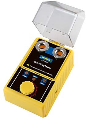 Zündkerzen- und Zündwerkzeuge SPT101 Funkentester, 2-Loch-Detektor, Zündkerzentester, Analysator 0 bis 6000 U/min, mit Zündkerzen-Leistungstest, Simulation der Motorleistung, Plug & Play, 110 V/220 V