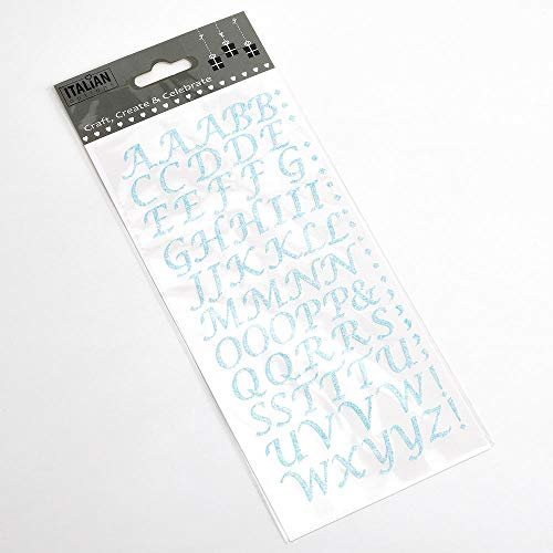 15mm Script Blue Glitter Self Adhesive Alphabet Sticker Letters Craft Embellishment