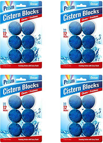 Prism 72pk Toilet Bowl Freshener | Each 50g Toilet Block Lasts for 14 Days | A Total of 24 Ocean Scented Cistern Blocks