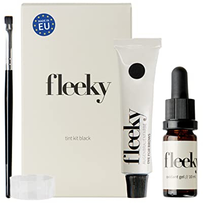 fleeky Tint Kit Light Brown - DIY Set fürs Färben von Gesichtshärchen wie Augenbrauen, Barthaaren etc. bestehend aus Farbe, Gel Oxidant, Färbepinsel, Farbschälchen