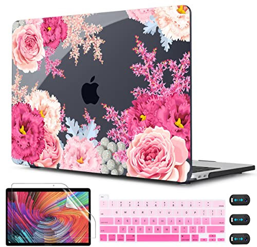 CISSOOK Floral Case Cover for MacBook Pro 13 Inch 2025-2020 Release A2338 A2289 A2251, Plastic Hard Shell Case with Keyboard Cover for MacBook Pro 13 M1 M2, Gorgeous Flowers