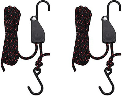 JSCARLIFE Secure Canoe and Kayak Bow and Stern Tie Down Straps Cargo on Car Top Roof Rack Adjustable Lashing Rope Ratchet Fixture Pulley Hanger (2 PCS)