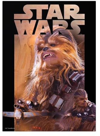 Displate Offiziell Star Wars MetallPoster Magnetische Befestigung Inklusive Lizenziert Bilder Hochwertiges Poster Dark Side Vs Light Side - Chewbacca Poster 45 cm x 32 cm