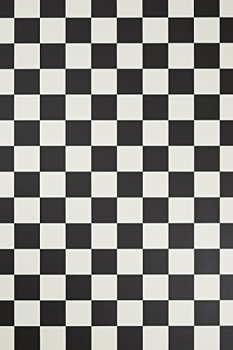 Misento PVC Bodenbelag Schachbrettmuster Fliesenoptik Boden Fußboden mit Gesamtdicke von 2,8mm und Nutzschicht 0,2 mm 200 x 300 cm Schwarz-weiß