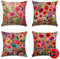 Ohok Wasserdicht Kissenbezug 45x45 cm, 4er Set Dekorativ Outdoor Kissenhülle Deko Sofakissen Couchkissen Zierkissenbezüge für Sofa Wohnzimmer Balkon Garten Auto (Heiße Blumen)