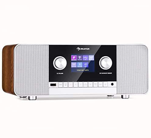 Auna Radio für Küche & Bad, Aufladbares DAB-Radio, DAB Plus Radio mit Bluetooth, Radio Batteriebetrieben mit DAB/DAB+/FM, TFT Display, Wecker, 5h Betrieb, Retro-Radio Klein, Radio mit Netzstecker 15W