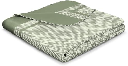 biederlack Wohndecke Stripe Wolle grün Größe 150x200 cm
