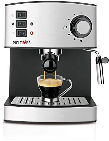 Taurus - Cafetera espresso | 2 cacillos para 1 o 2 cafés | 15 bar | Vaporizador | 1.6L | Café molido o monodosis | Bandeja calienta tazas | Filtro Extra Cream | Coffe machine electrica Inox