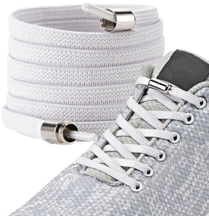 LaceHype - 2 oder 1 Paar Premium Elastische Schnürsenkel mit Metallkapseln ohne binden flach - Set für 1 oder 2 Paar Schuhe - mit Kapseln für Sneaker, Laufschuhe, Sporschuhe