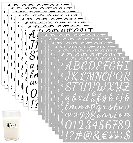 Buchstaben Aufkleber Klebebuchstaben Selbstklebende Buchstaben Sticker Alphabet Aufkleber 16 Blätter Alphabet Zahlen Sticker Buchstaben Aufkleber für Kerzen Scrapbooking DIY Deko Weiß Schwarz 1216 Stk