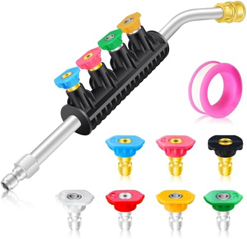 15 Pressure Washer Lance Extension Wand, Replacement Gutter Cleaner Lance Attachment with 7 Spray Nozzles,1/4 Quick Release Jet Wash Lance,30 Degree Gutter Cleaning Tools for Car Washing