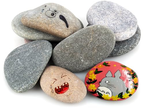 elthmpr 8 Stück Steine zum Bemalen, Strand Kiesel, Groß Steine zum Bemalen, 5-8cm Glatte Kieselsteine zum Bemalen Flach Malsteine, Kies Dekosteine Naturstein für Bunte Malerei & Dekoration
