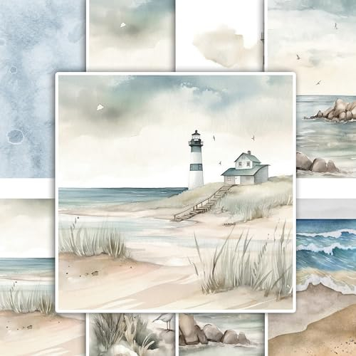 GRAZDesign Fliesenaufkleber Bad & Küche, maritim Leuchtturm Watercolor, Klebefliesen selbstklebend (Leuchtturm, 20x20cm - 20 Stück)