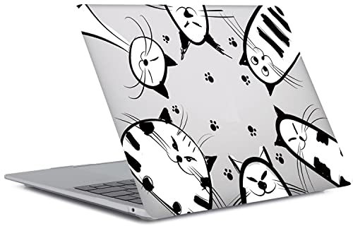 Hülle Kompatibel mit Neues MacBook Air 13 Zoll Modell A1932 A2179 A2337 M1 Freisetzung 2020 2019 2018 mit Retina Display and Touch ID, Gedrucktes Muster Plastik Hartschale Matt Case, Lustige Katze