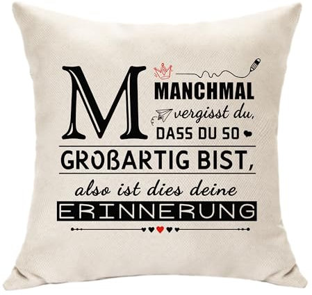 Manchmal Vergisst Du, DASS Du So Großartig Bist, Also Ist Dies Deine Erinnerung Kissenbezug mit M Buchstabe Geschenke für Mädchen Jungen Frauen Männer Tägliche Positive Affirmationen Geschenke (M)