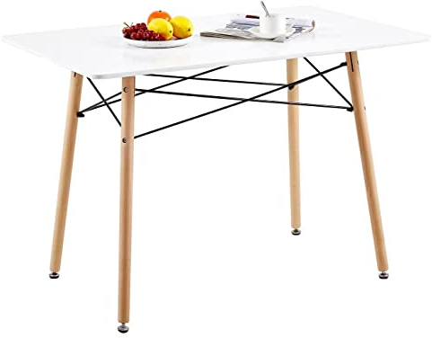 FURNITABLE Gartentisch, Balkontisch Hölzern, Rechteckig Esstisch Outdoor, 110x70cm, Weiß