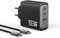 OUFUYU Cargador USB C 100W GaN 3 Puertos, Cargador Rápido, Adaptador para MacBook Pro/Air, Google Pixelbook, Think Pad, DELL XPS, iPad, iPhone 16/15/14, Samsung S24/23, Tableta, con cable 1,8 m, Negro