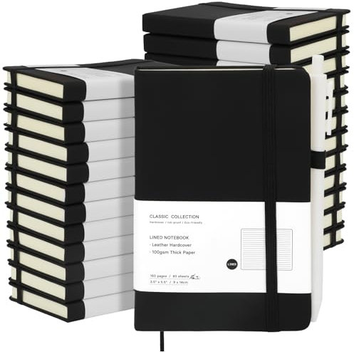Coopay A6 Journal Notebook for Work, Business Notebook Bulk Hardcover Lined (24, Black)
