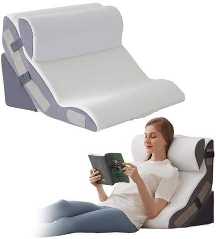Ahpmeoa 3PCS Wedge Pillow Set for After Surgery, Back Pillow for Bed Sitting up, 10-in-1 Foam Wedge Pillow for Acid Reflux & Back Pain Relief, Post Surgery Pillow for GERD & Snoring, White
