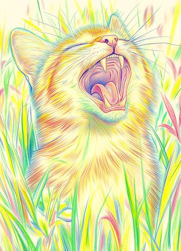 Bgraamiens Puzzle- Color Pencil Style Kitten Puzzle for Adults 1000 Pieces, Rectangle Cat Jigsaw Puzzle, Cute Kitten Decoration for Cat Lovers