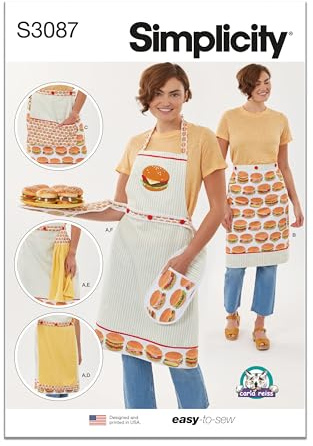 Simplicity Sewing Pattern S3087 Aprons in Sizes S-M-L and Kitchen Accessories by Carla Reiss