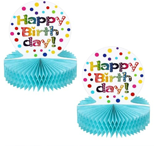 Kotkiddy 2 Stück Regenbogen Honeycomb Papier Centerpiece - Farbenfrohe Happy Birthday Dekorationen für Kinder Party Artikel