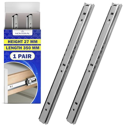 1 Coppia Guide per Cassetti con Cuscinetti a Sfera 350 mm x H 27 mm
