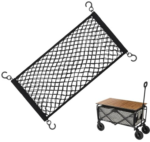 Faltbare Netz-Aufbewahrungstasche für Bollerwagen, 70x35 cm Elastischer Organizer zum Aufhängen für zusammenklappbare Handwagen, Ideal für Camping und Transport