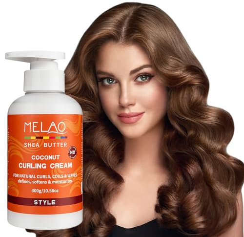 Elitzia Curl Defining Cream für welliges Haar Leichte Anti Frizz Styling Lockencreme Kokosnussöl & Sheabutter Feuchtigkeit Weich machen Pflegen Bounce Enhance Curls Conditioning Styling Lotion 300g ET