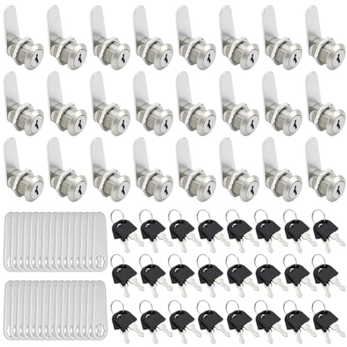 INTERWARM 30 pacchetto di Serrature per Armadio con Chiavi Serratura a Camma da 16mm Chiavi Identiche per Cassetta degli Strumenti Cassetta delle Lettere Camion Armadio Kit di Ricambio Lega di Zinco