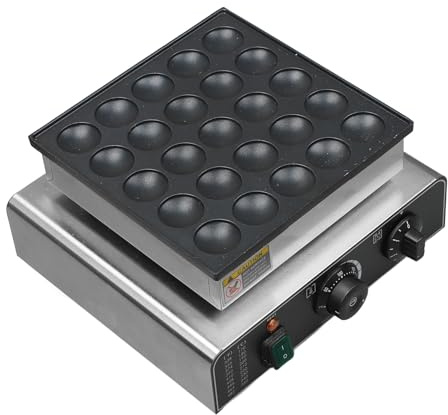 GYZOUKA Mini Gaufrier Hollandais, Gaufrier électrique Antiadhésif avec Thermostat 25 Trous pour la Maison, les Restaurants et les Cafés (Prise UE 220V)