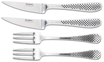 Set de couverts à steak - 2 couteaux et 2 fourchettes - Couteau Global